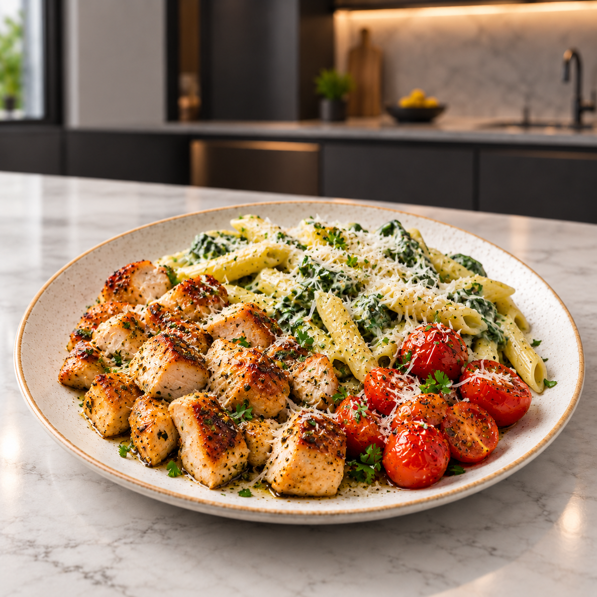 Roasted Chicken & Green Penne — plat préparé, portion de 460 g