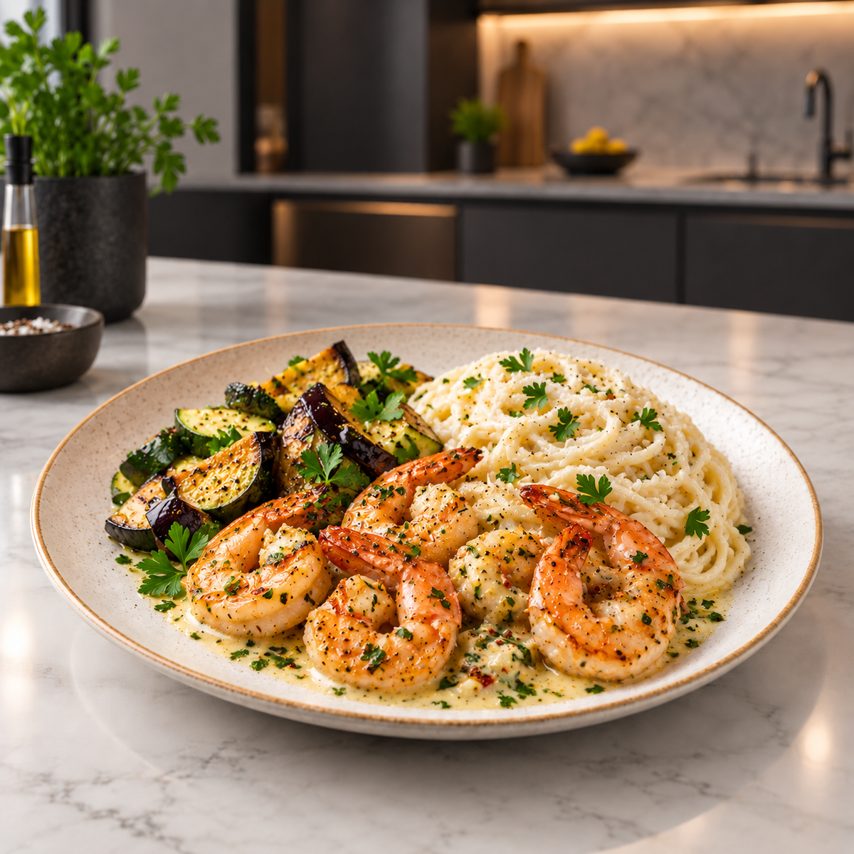 Scampis Herbes & Ricotta Spaghetti — plat préparé, portion de 460 g